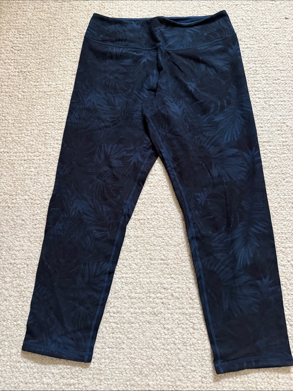 Women with Control Black Navy Tropical Print Leggings